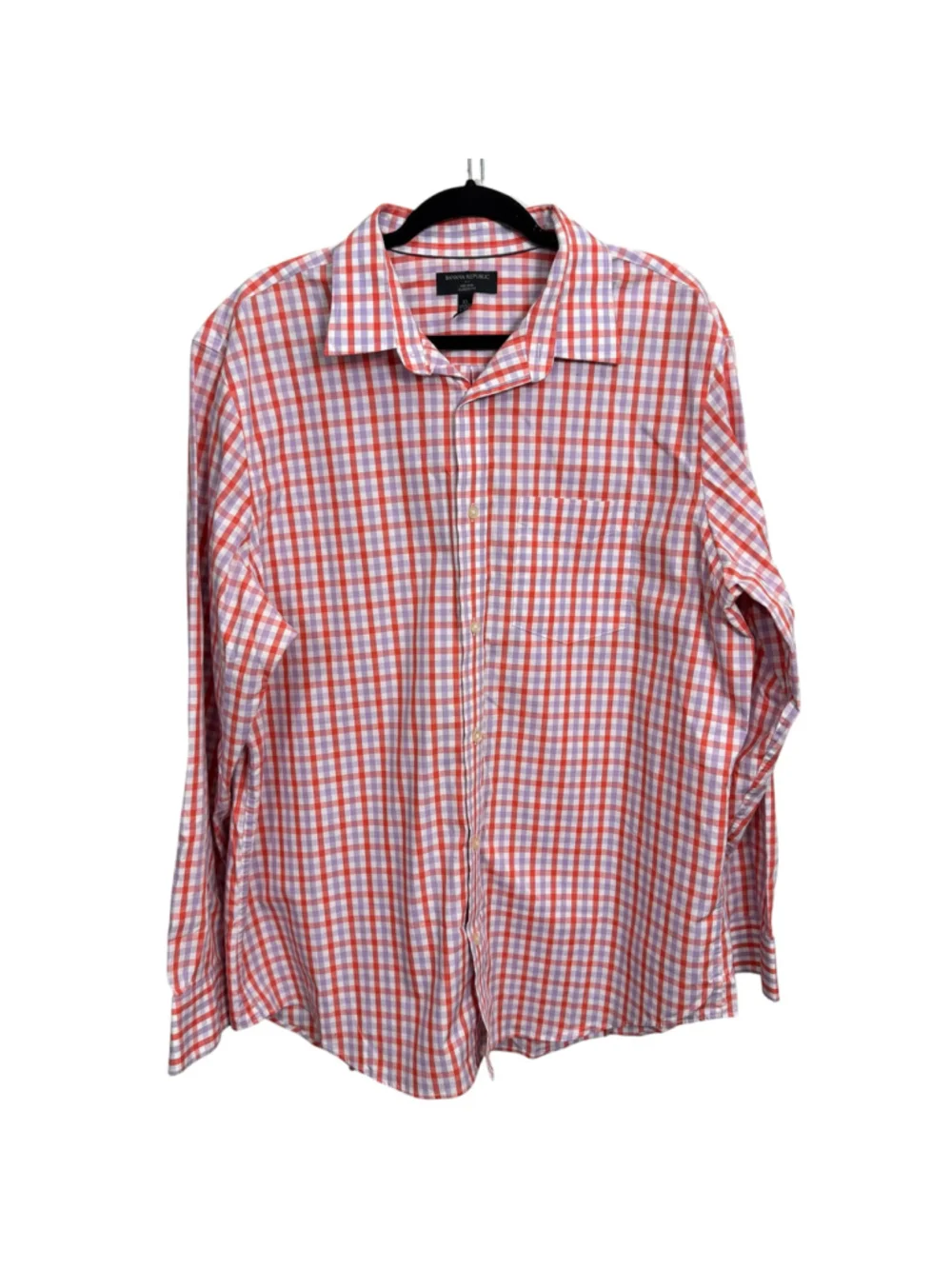 Banana Republic Non-Iron Classic Fit Plaid Button Front Shirt XL 17-17.5 35-36 C